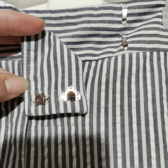 Evan Picone railroad stripes bermuda shorts grey & white size 12 with pockets - Picture 4 of 6